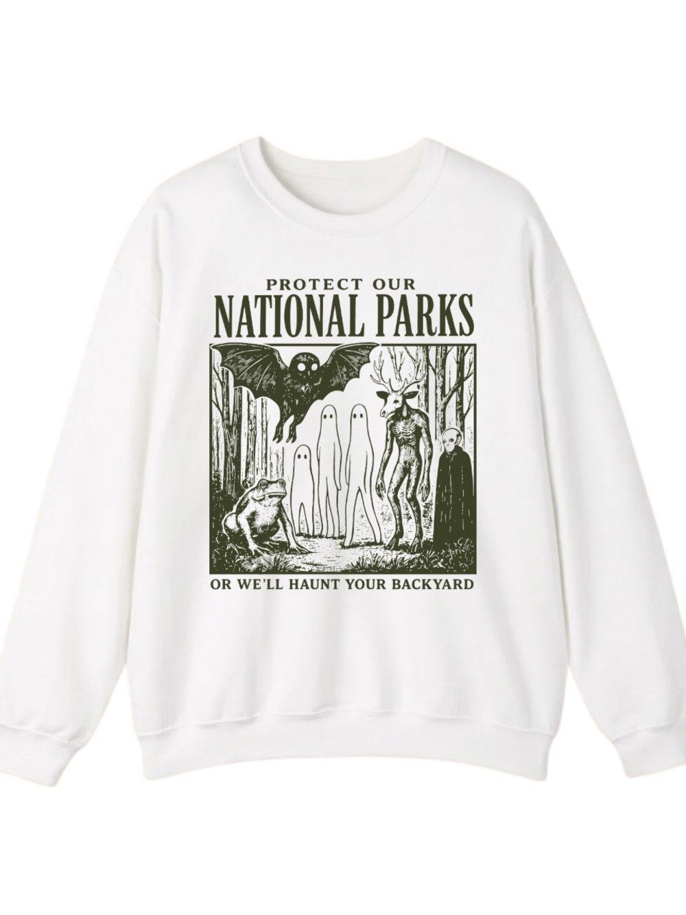 Gildan White Protect Our National Parks Graphic Sweatshirt